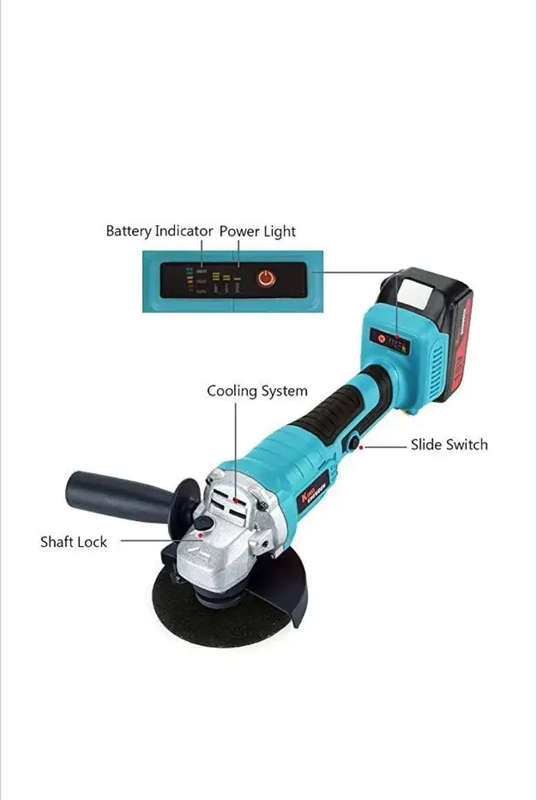 Cordless Angle Grinder Brushless 21V 115mm with 2xBatteries and Carry Case