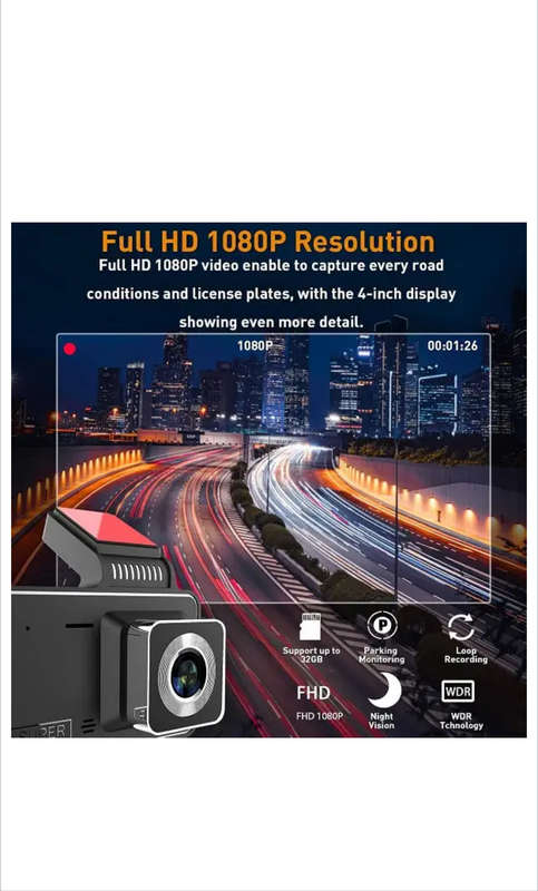 4-Inch Screen Wifi Dashboard Camera