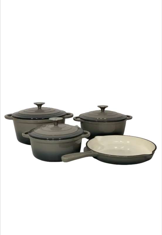 7 Piece Cast Iron Pot Set - Blue