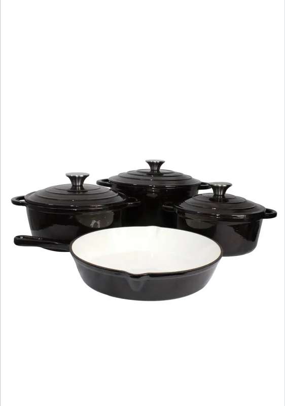 7 Piece Cast Iron Pot Set - Blue