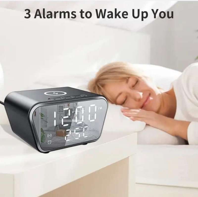 Alarm Clock with Wireless Charging