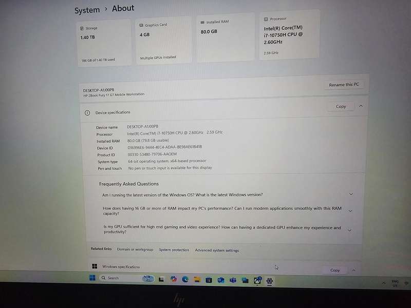 HP ZBOOK FURY 17 G7 MOBILE WORKSTATION