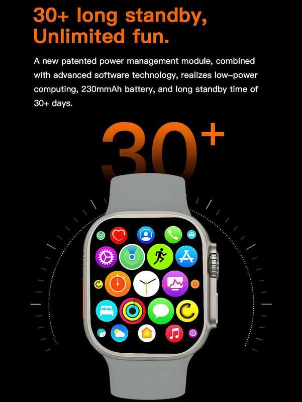 Smart Watch, Black Silicone Strap, 2.09 Inch Touch Screen, Silver W