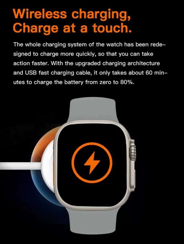 Smart Watch, Black Silicone Strap, 2.09 Inch Touch Screen, Silver W