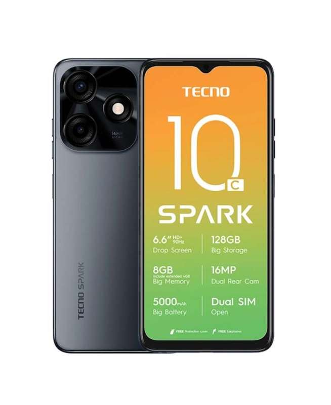 TECNO SPARK 10C META Black + Free InPods 12 and Powerbank  (Please read description)