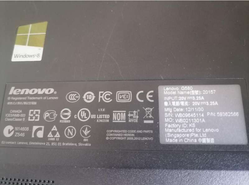 LENOVO G580 LAPTOP. 500GB HDD, 4GB RAM with MS OFFICE