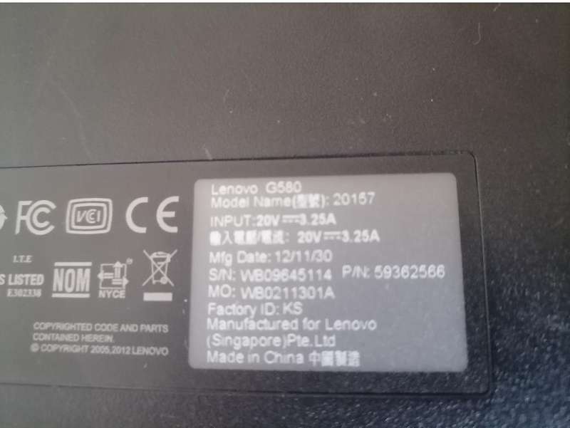 LENOVO G580 LAPTOP. 500GB HDD, 4GB RAM with MS OFFICE
