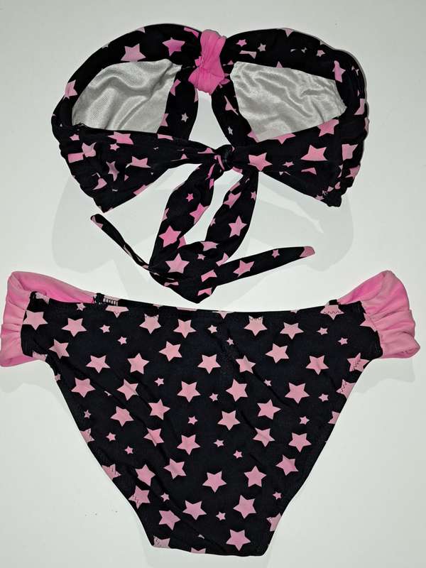 Girls women ladies female Cute Bikini set swimwear black with pink stars size is small
