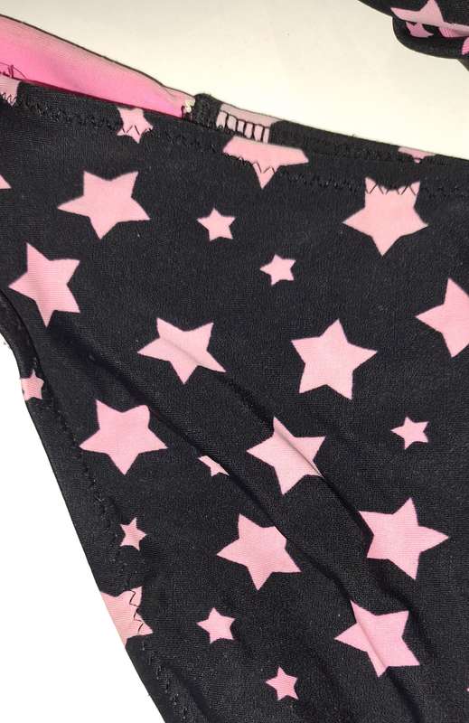 Girls women ladies female Cute Bikini set swimwear black with pink stars size is small