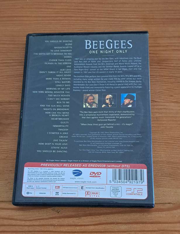 Bee Gees One Night Only DVD music band 1960's 1970's disco musical