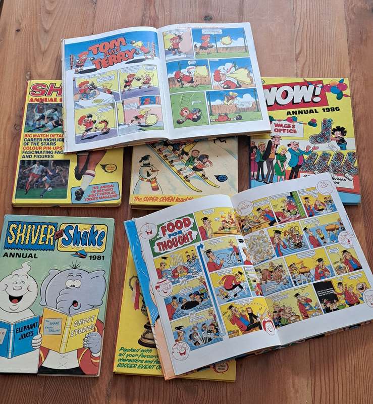 7x comic cartoon annual books for boys action adventure funny humor rare vintage fleetway print