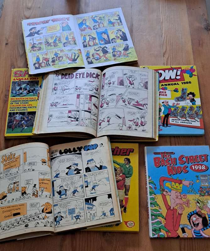 7x comic cartoon annual books for boys action adventure funny humor rare vintage fleetway print