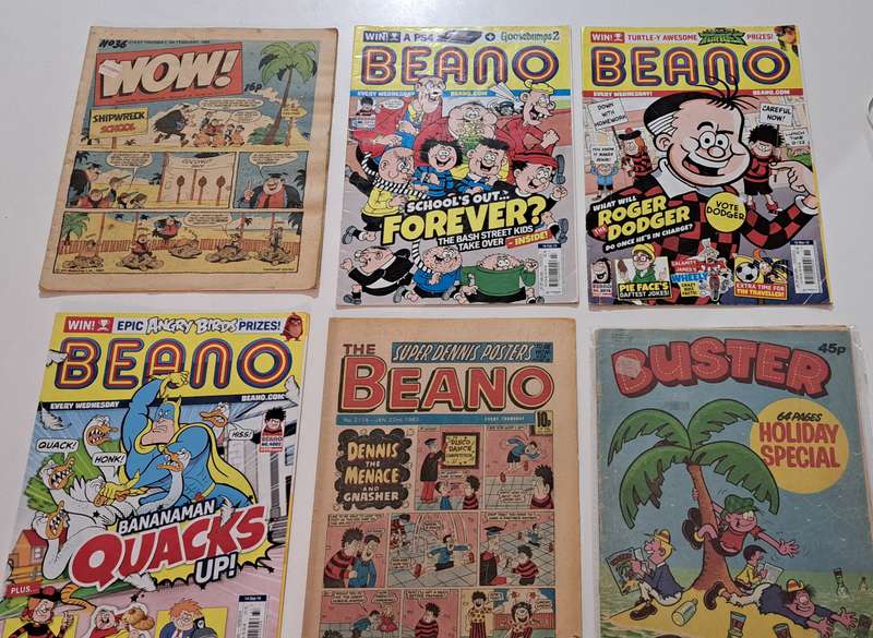 6x Beano / WOW / Buster British classic comic books rare retro old collectable kids children cartoon