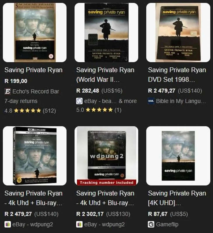 Saving Private Ryan DVD movie film war army military epic drama 5x Academy Awards Steven Spielberg