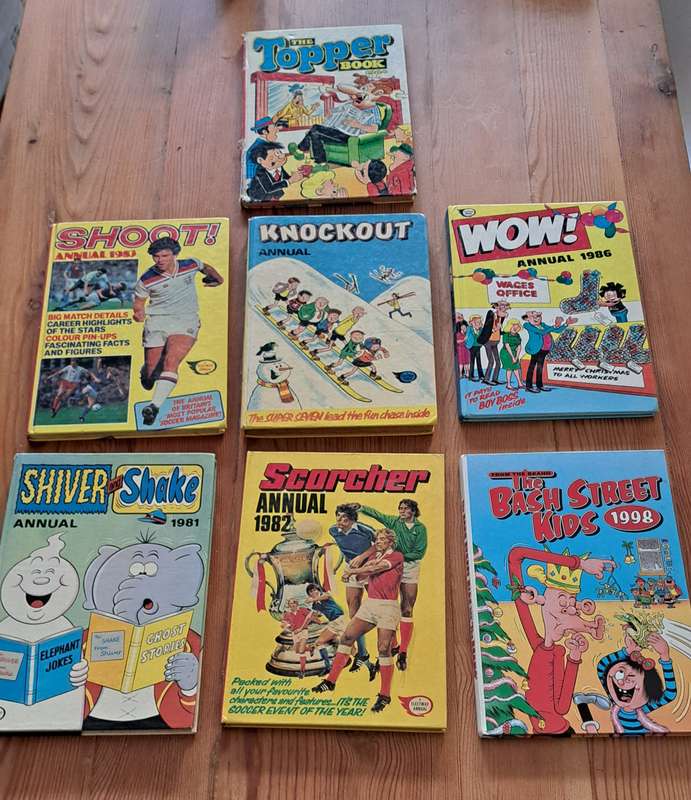 7x comic cartoon annual books for boys action adventure funny humor rare vintage fleetway print