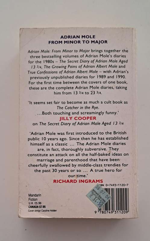 Adrian Mole From  minor to Major By Sue Townsend fiction humor comedy kid's children's classic novel