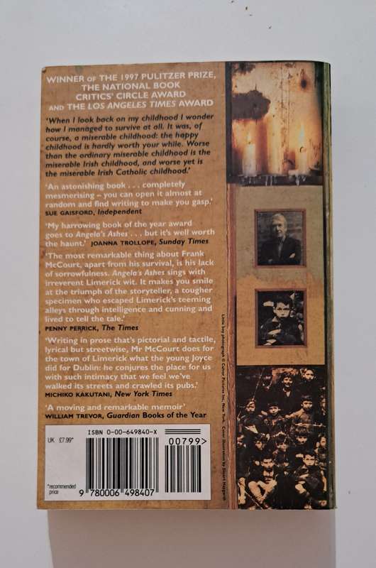 Angela's Ashes By Frank McCourt memoir biography humor classic history Ireland comedy funny