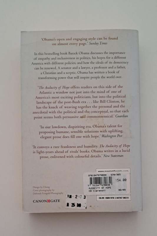 Barack Obama The Audacity Of Hope Biography memoir politics USA America President history philosophy