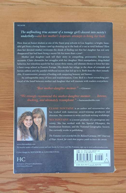 Come Back A Mother & Daughter's Journey Through Hell & Back By Claire Fontaine biography memoir true