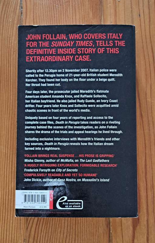 Death In Perugia By John Follain book true crime Italy murder mystery history biography
