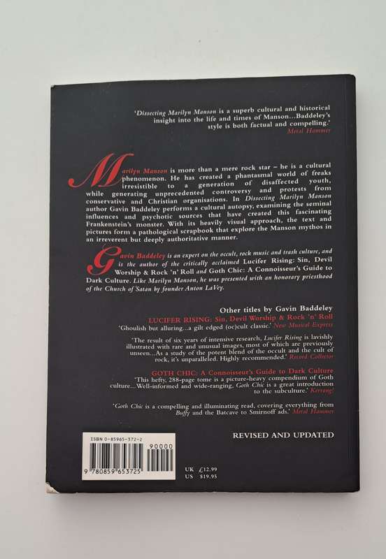 Dissecting Marilyn Manson Gavin Baddeley music industry biography memoir rare collectable book