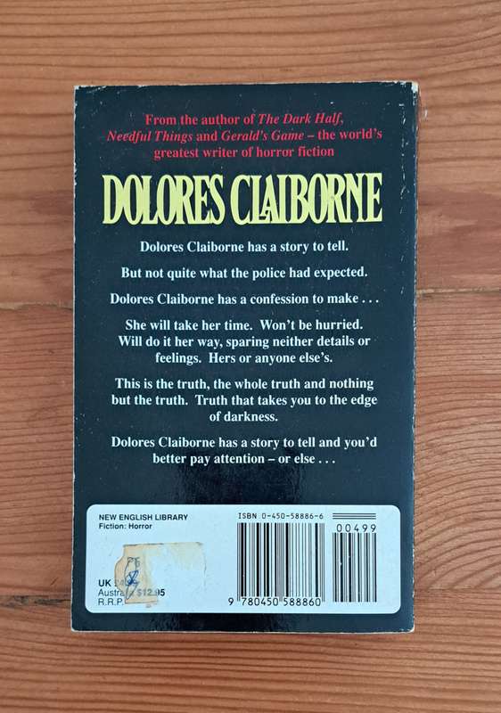 Dolores Claiborne By Stephen King book horror fiction thriller mystery crime suspense drama