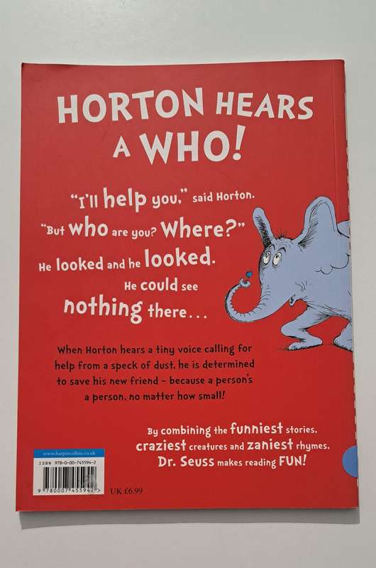 Dr Seuss Makes Reading Fun Horton Hears A Who kids children's classic picture story book