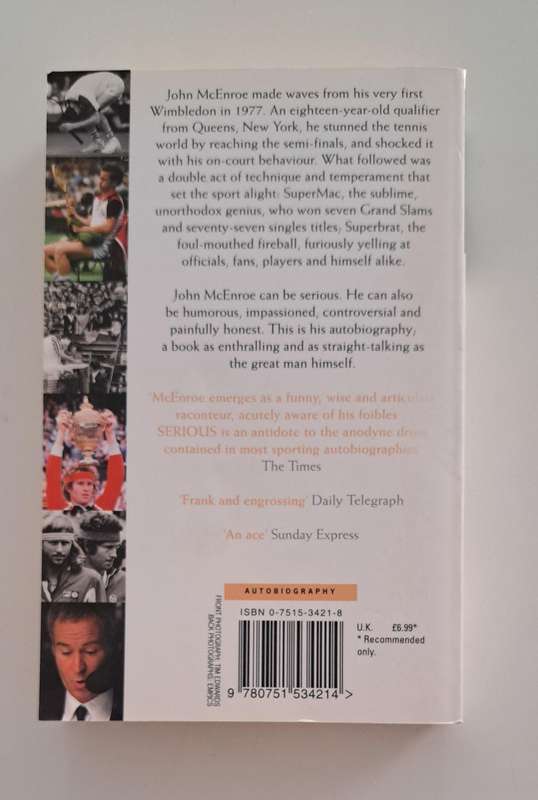 John McEnroe Autobiography Serious memoir tennis sport famous American 1970's 1980's