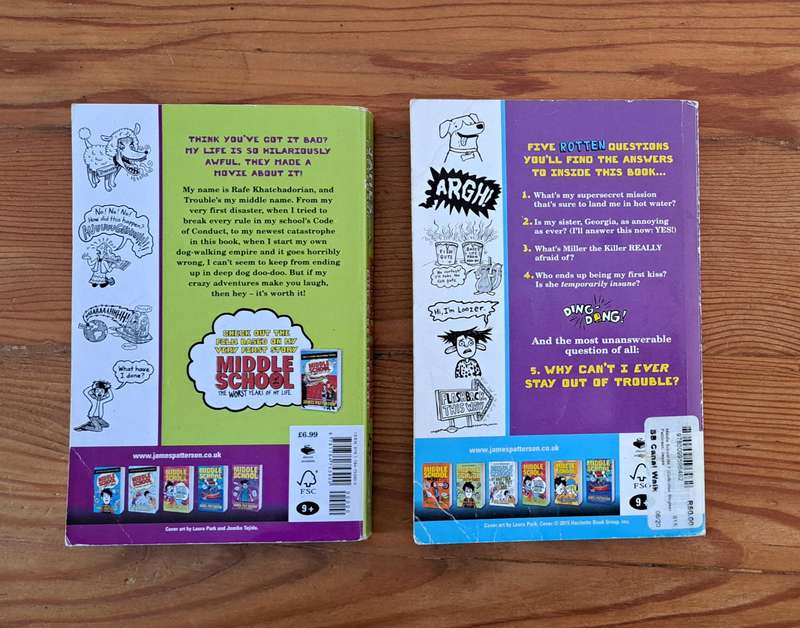 2x middle Schools books by James Patterson graphic novel same as dork diaries diary of a wimpy kid