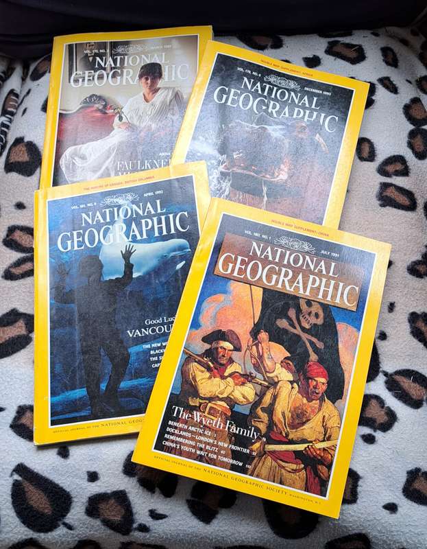 National geographic magazines x4 (mixed magazines)  nature history world culture science travel maps