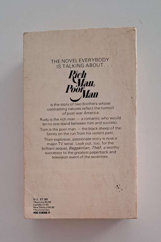 Rich Man Poor Man By Irwin Shaw (1977) fiction classic historical drama novel romance contemporary