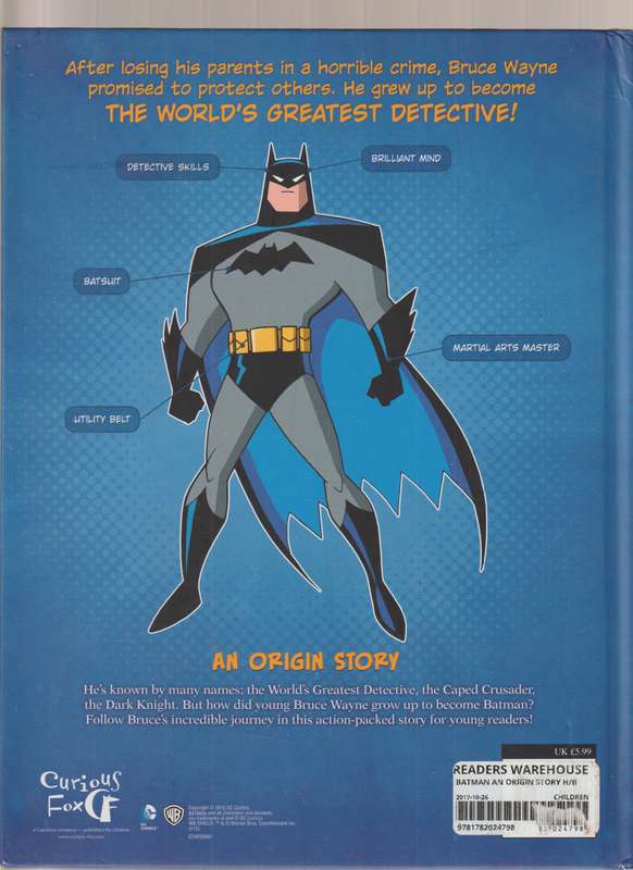 DC Comics Batman An Origin Story hardcover book for kids children EASY TO READ picture book