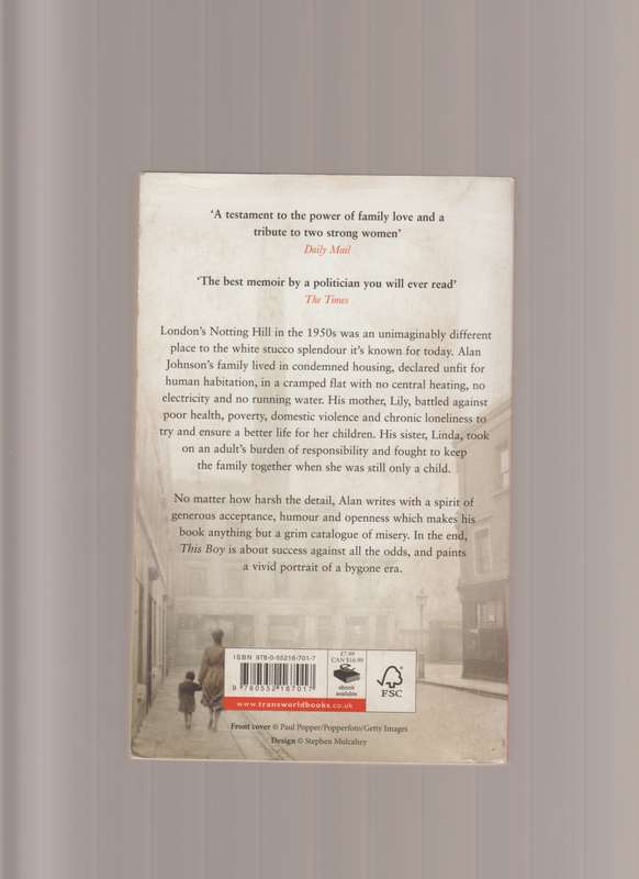 This Boy A Memoir Of A Childhood By Alan Johnson politics memoir history British Bestseller