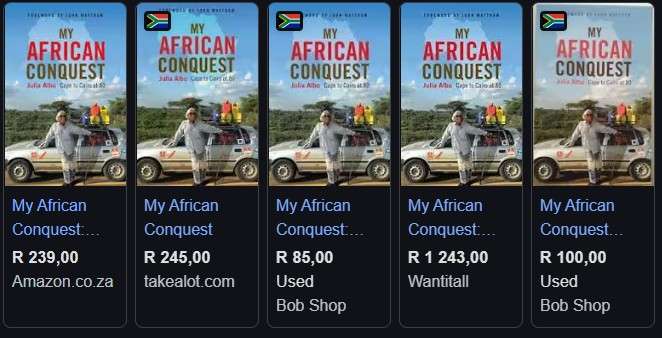 My African Conquest Cape To Cairo At 80 Julia Albu Africa biography memoir travel chic lit adventure