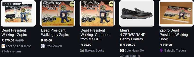 Zapiro Dead president walking (2016) cartoon comic book rare collectable
