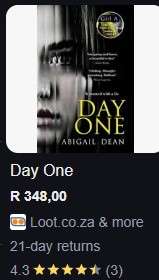 Day One By Abigail Dean thriller fiction mystery crime contemporary suspense