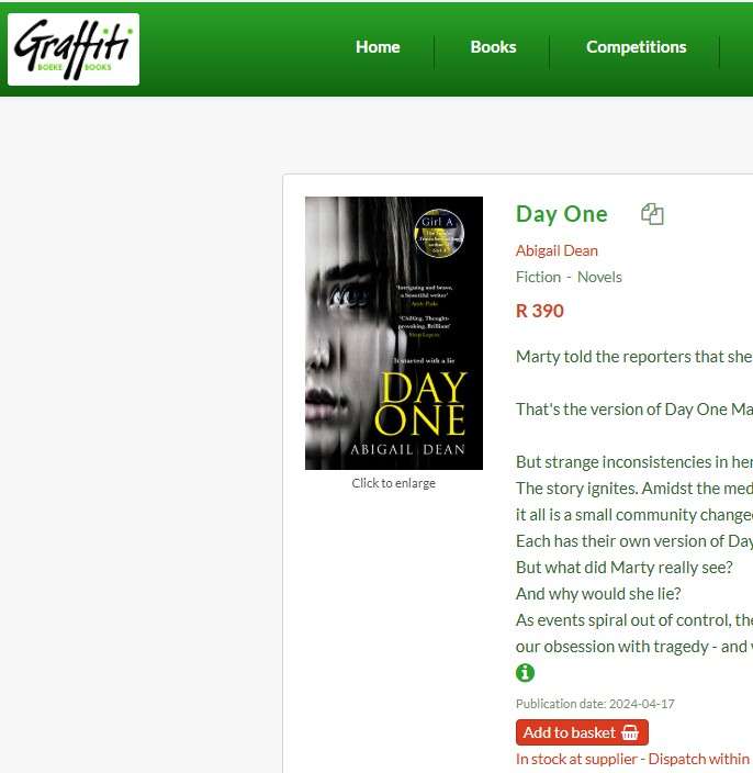 Day One By Abigail Dean thriller fiction mystery crime contemporary suspense