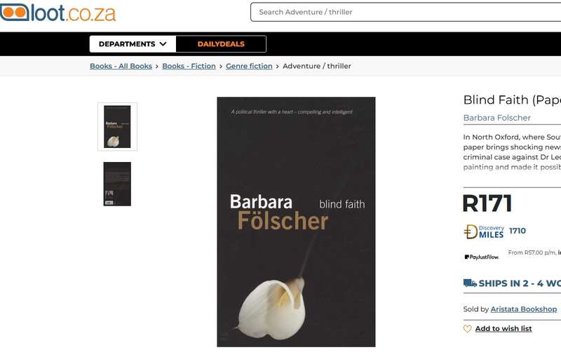 Blind Faith Barbara Folscher Truth commission South Africa crime true Robben Island TRC apartheid