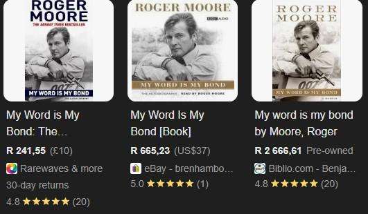Roger Moore My Word Is My Bond The Autobiography film movie celeb famous memoir 007 media