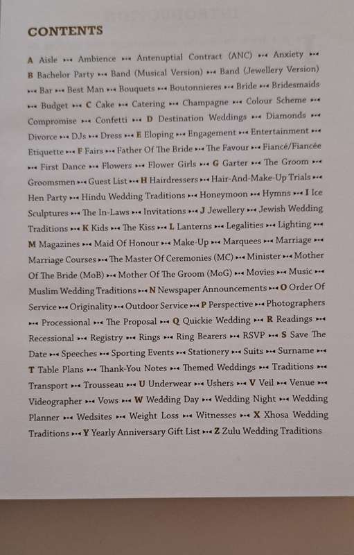 The Irreverent A - Z Wedding Guide South Africa By Francesca Bpurke planning ideas things