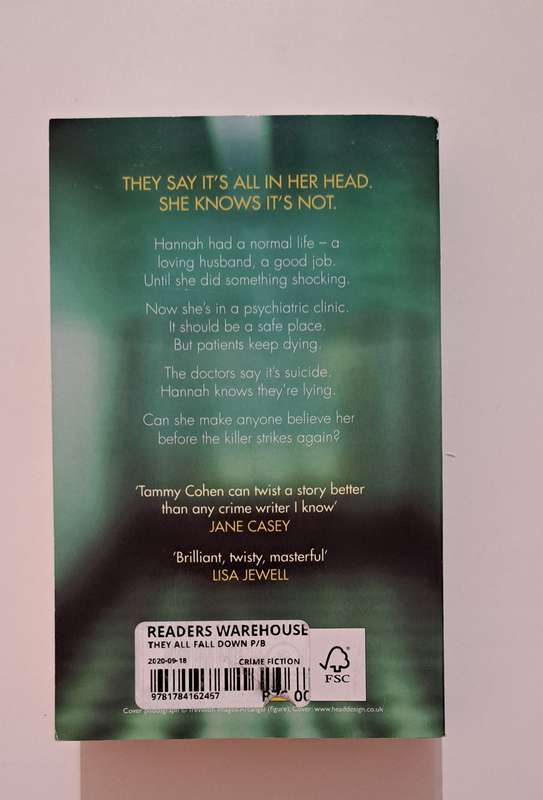 They All Fall Down By Tammy Cohen crime thriller fiction suspense mystery