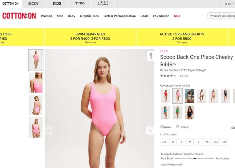Cotton On Brand new swimsuit with tags, Scoop back one piece costume baby pink XS