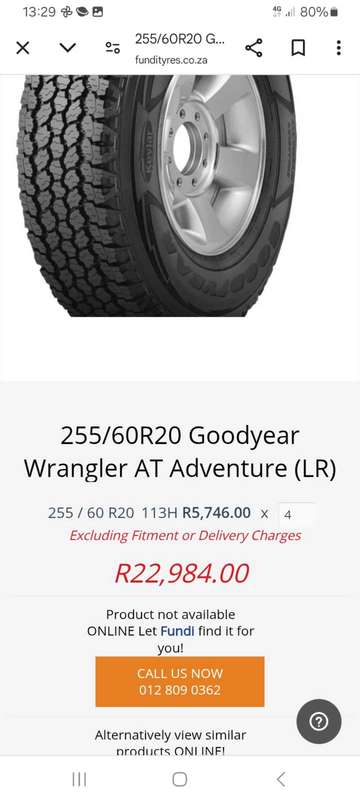 255/60/20 × 4 Goodyear Wranglar. 100%