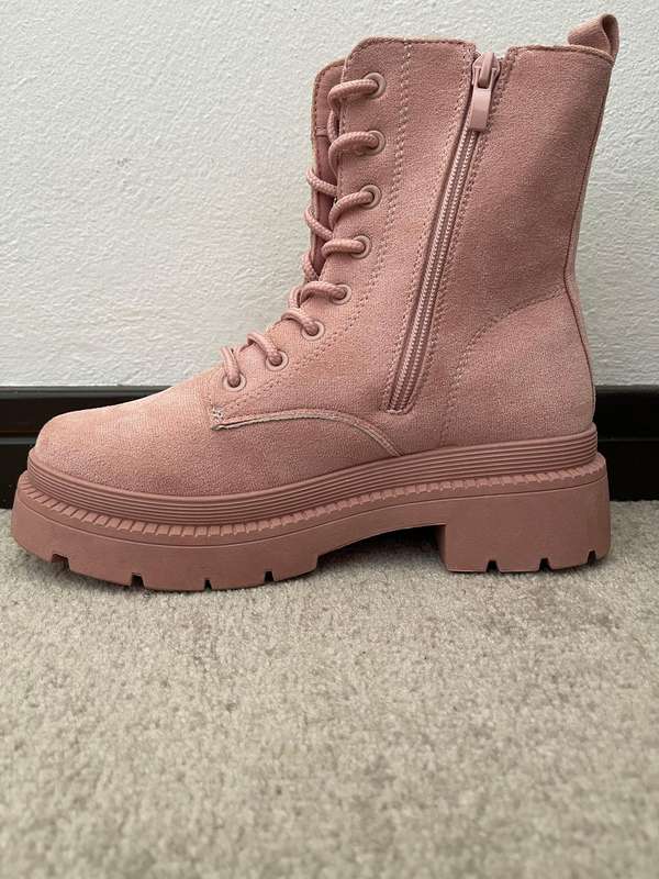 Ladies Lace Up Boots - Pink