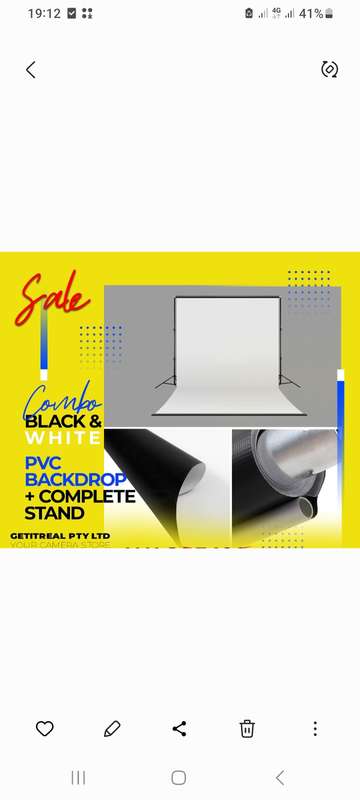 3×6m white and black pvc background + complete heavy duty stand