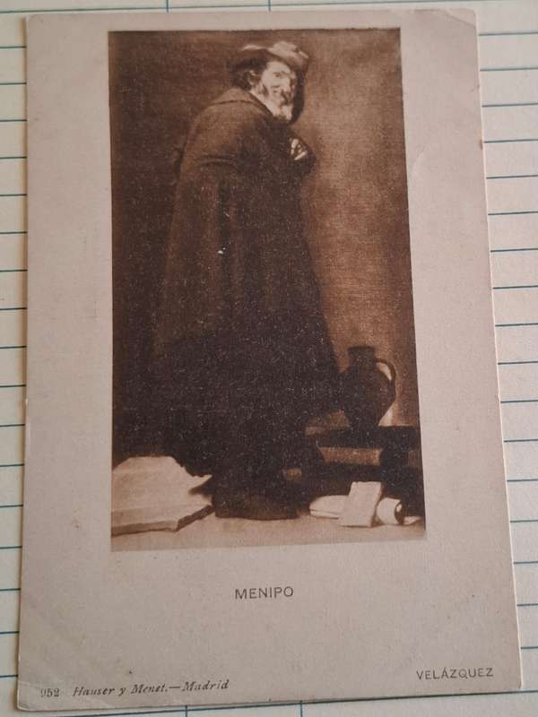 Antique Postcard - Diego Velázquez  - The Philosopher Menippus-  Spanish Printers Hauser and Menet