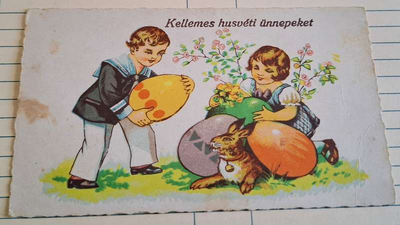 Vintage  Postcard -1940 - 1960's -  Kellemes husveti unnepeket -  Hungarian Old easter postcards