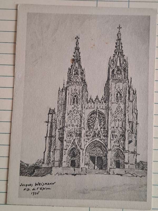 Vintage Postcard  - 1940's -  "Notre-Dame de l'Épine Région Champagne-Ardenne" -  Jacques Weismann