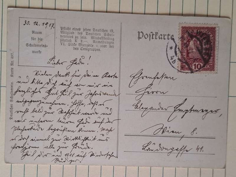 Antique Postcard - 1927 - JDV Scheffel : Ekkehard -  German Schools Association 1880