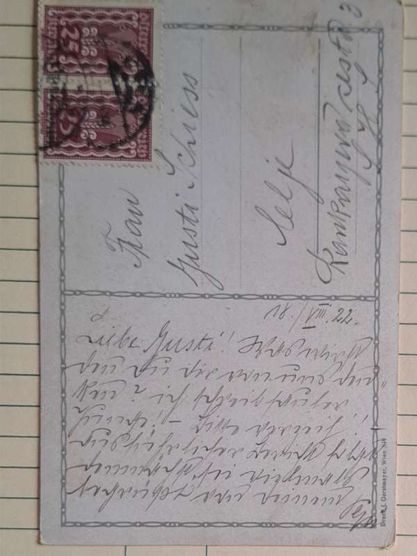 Antique Postcard - 1922 - "Schubert-Lieder Der Wanderer" - Artist - O Elsner (1893-1956)